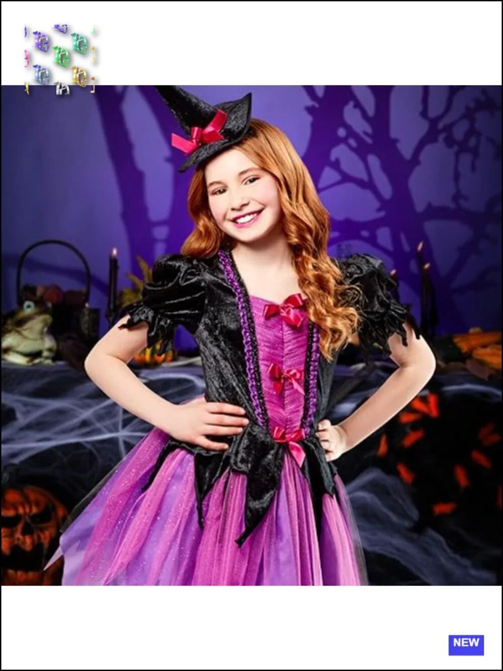 Girls Witch Costume Dress with Headband Halloween Cosplay